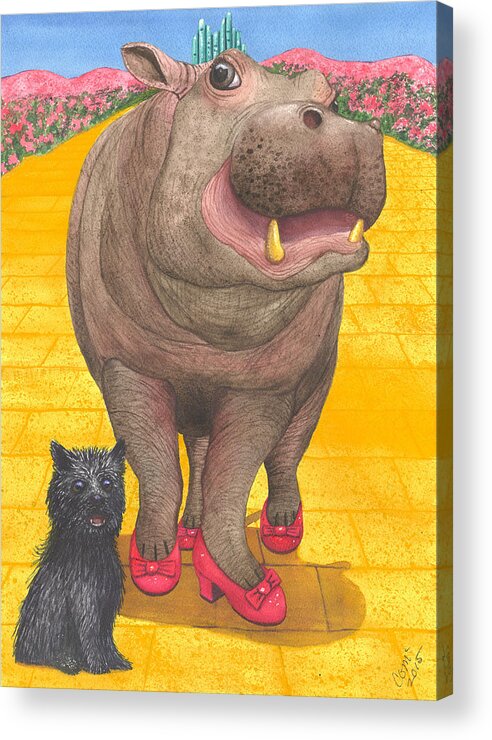 Hippo Acrylic Print featuring the painting A Dorothy Moment by Catherine G McElroy