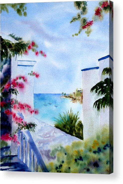 Caribbean Acrylic Print featuring the painting A Peek at Paradise by Diane Kirk