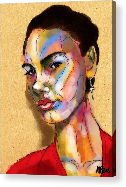 Portrait Acrylic Print featuring the digital art A Serious Look by Michael Kallstrom