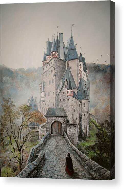 Castlle Acrylic Print featuring the painting A story at Eltz Castle by Sorin Apostolescu