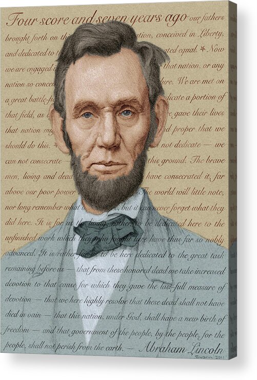Abraham Lincoln Acrylic Print featuring the digital art Abraham Lincoln - Soft Palette by Swann Smith