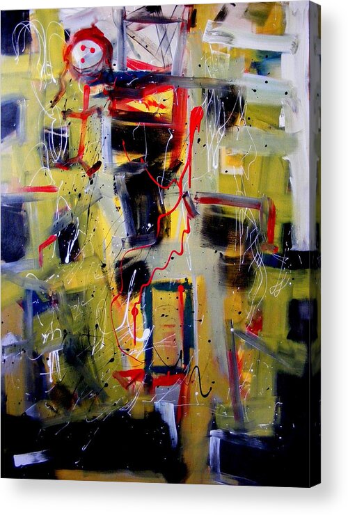 Abstract Acrylic Print featuring the painting African Doll With Totems by Peter Bethanis