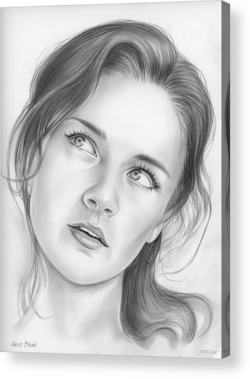 Alexis Bledel Acrylic Print featuring the drawing Alexis Bledel by Greg Joens
