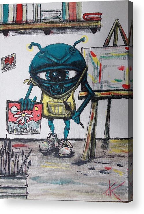 Artist Acrylic Print featuring the painting Alien Artist by Similar Alien