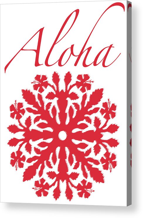 Hawaii T-shirt Acrylic Print featuring the digital art Aloha Red Hibiscus by James Temple