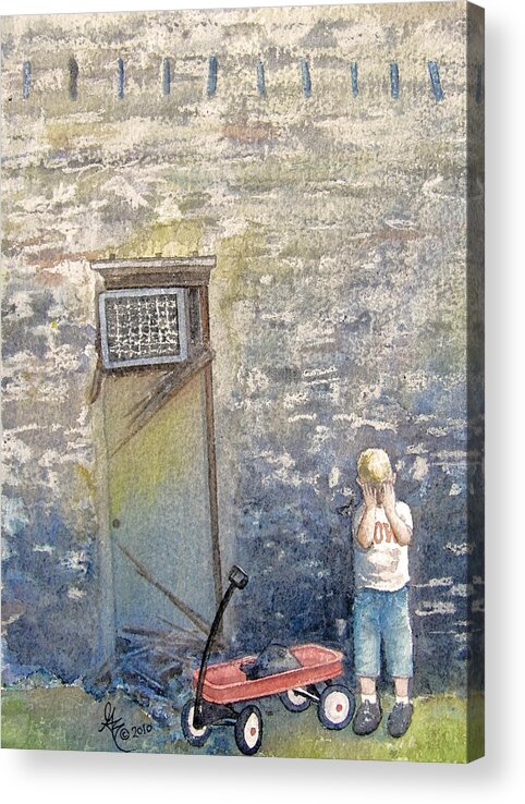 Child Acrylic Print featuring the painting Alone by Gale Cochran-Smith