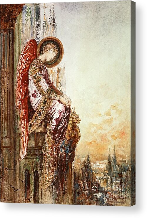 Angelic Acrylic Print featuring the painting Angel Traveller by Gustave Moreau