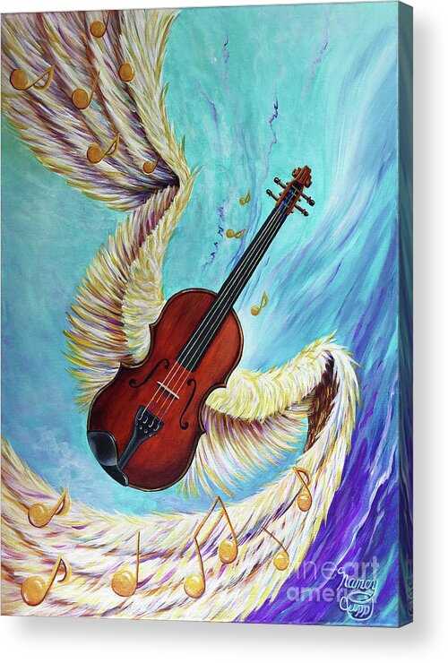 Violin Acrylic Print featuring the painting Angel's Song by Nancy Cupp