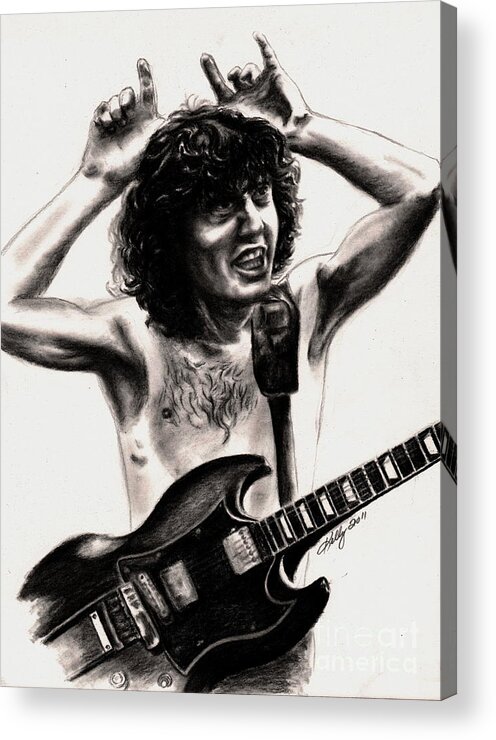 Acdc Acrylic Print featuring the drawing Angus Young by Kathleen Kelly Thompson