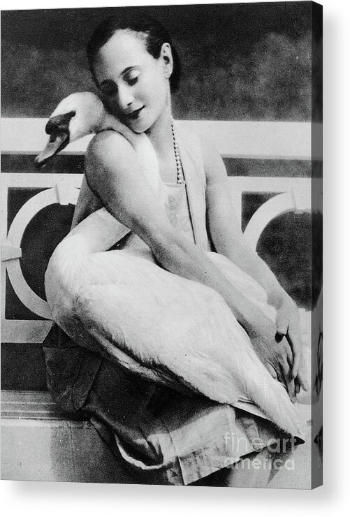 Anna Pavlova Acrylic Print featuring the photograph Anna Pavlova with her pet swan Jack, 1905 by English School