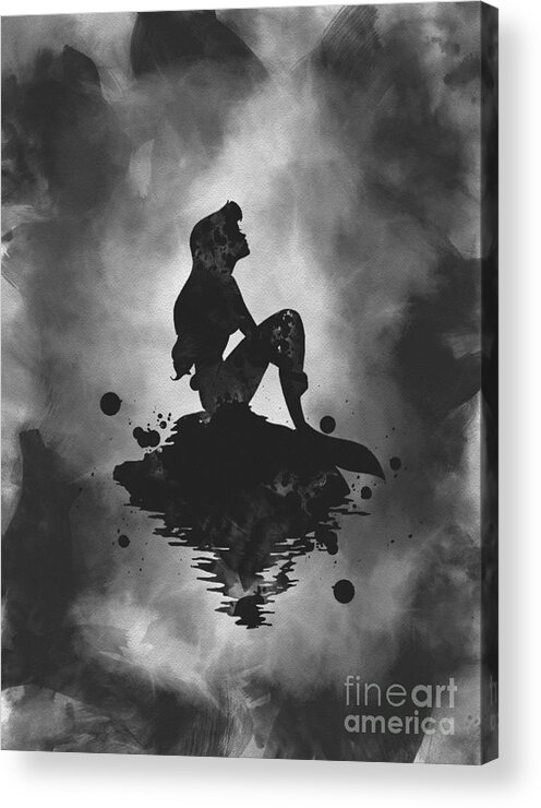 Ariel Acrylic Print featuring the mixed media Ariel Noir by My Inspiration