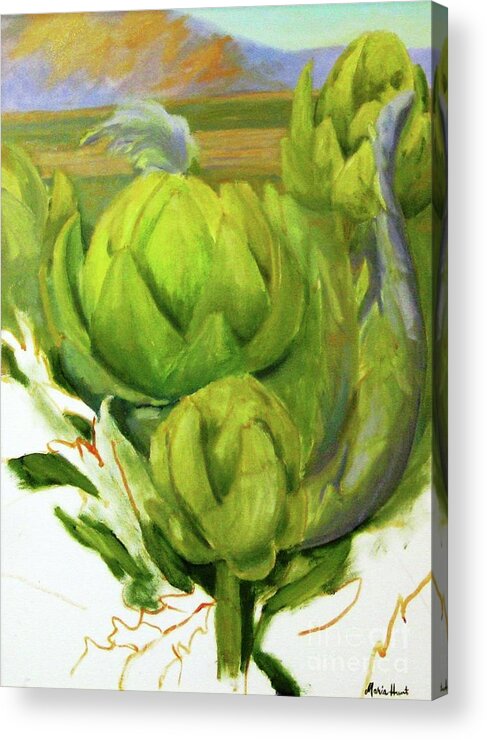 Farming Acrylic Print featuring the painting Artichoke unfinished by Maria Hunt
