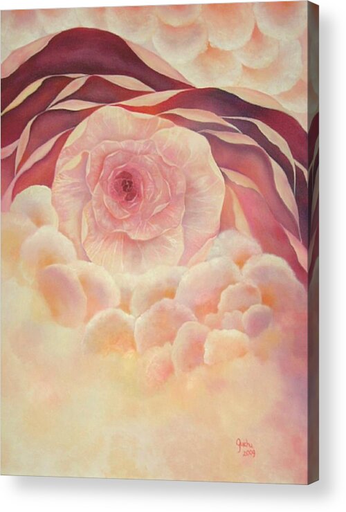 Oil Acrylic Print featuring the painting Baby Rose by Peggy Guichu
