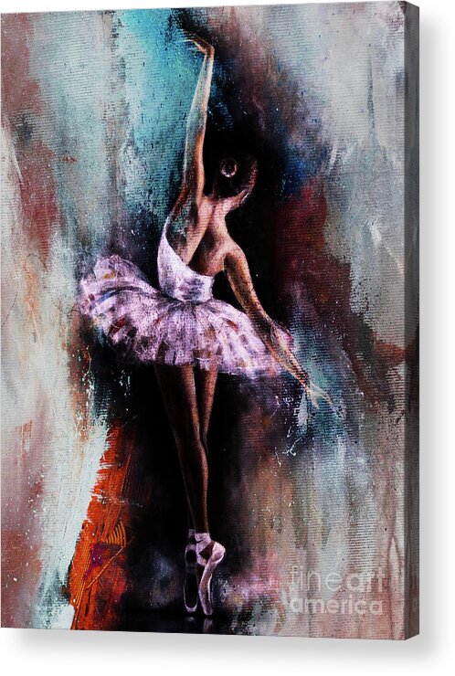 Ballerina Acrylic Print featuring the painting Ballerina Dance art 10087 by Gull G