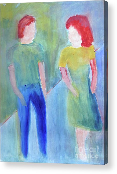 Boy Acrylic Print featuring the painting Barney and Elizabeth by Sandy McIntire