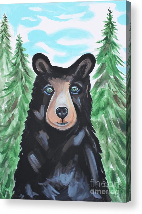 Bear Acrylic Print featuring the painting Bear in the Woods by Elizabeth Robinette Tyndall