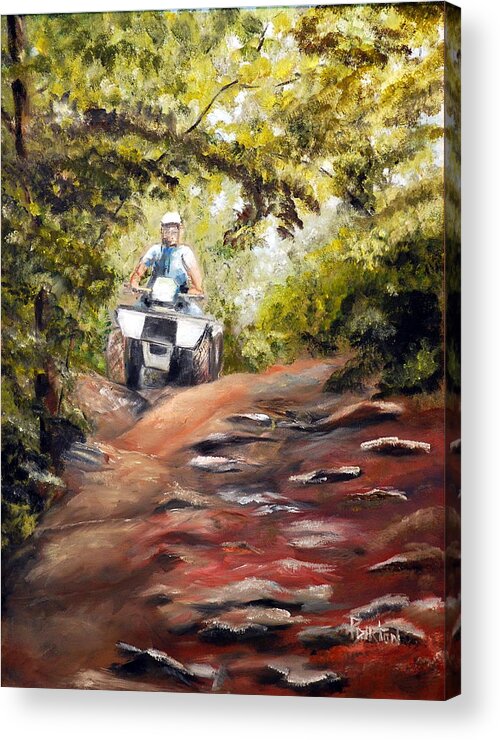 Impressionistic Painting Acrylic Print featuring the painting Bear Wallow Rider by Phil Burton