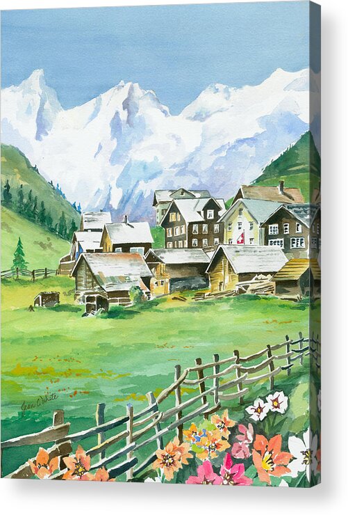 Mountains Acrylic Print featuring the painting Beautiful Switzerland by Jean Walker White