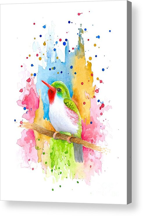 Bird Acrylic Print featuring the painting Bird 72 by Lucie Dumas