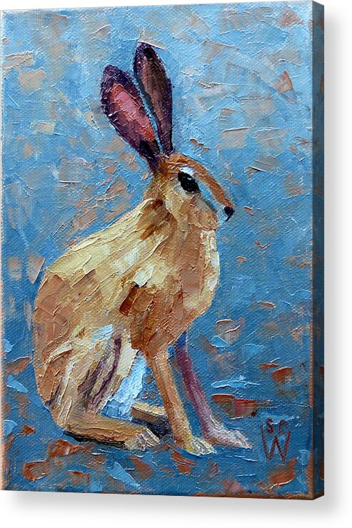 Jackrabbit Painting Acrylic Print featuring the painting Black-tailed Jackrabbit by Susan Woodward