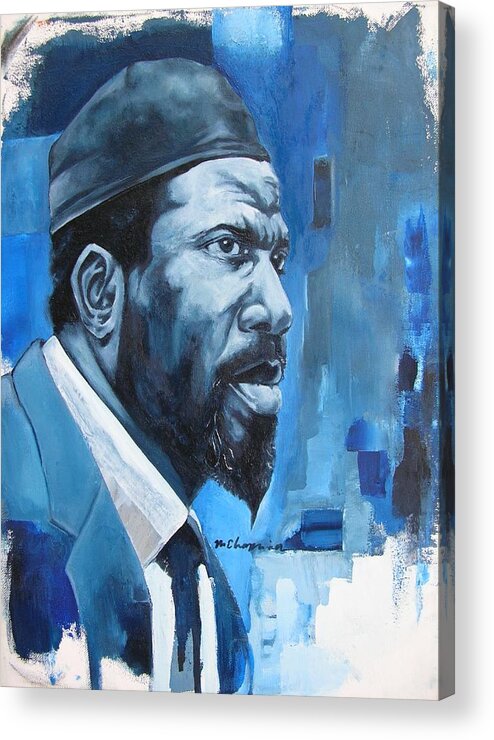 Thelonious Monk Blue Piano Jazz Acrylic Print featuring the painting Blue Monk by Martel Chapman