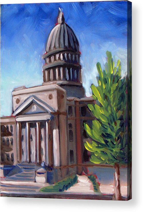 Boise Acrylic Print featuring the painting Boise Capitol Building 01 by Kevin Hughes