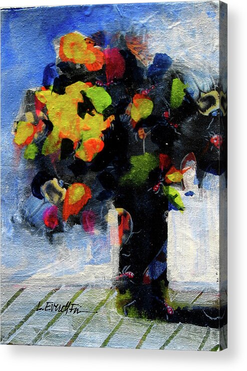 Contemporary Acrylic Print featuring the painting Bouquet on Bugs by Lauren Everett Finn