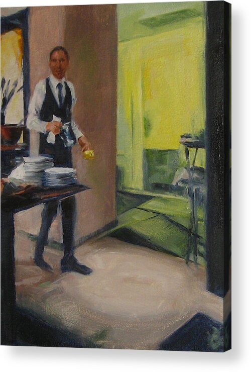 Waiter Acrylic Print featuring the painting Breakfast Service by Connie Schaertl