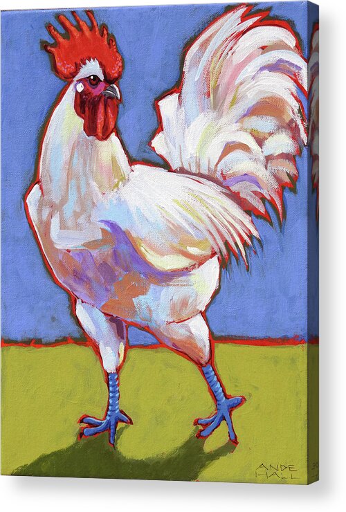 Bresse Rooster Acrylic Print featuring the painting Bresse Rooster by Ande Hall