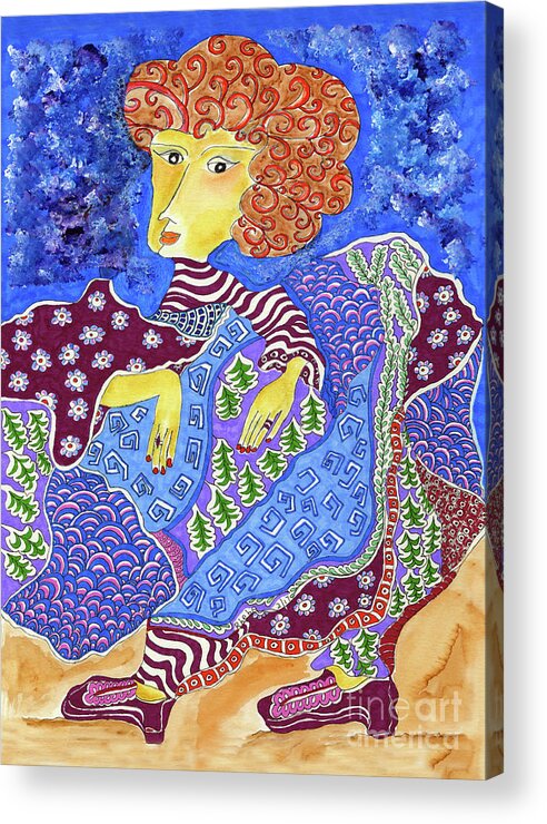 Woman Acrylic Print featuring the painting Bundled Up by Rheba McMichael