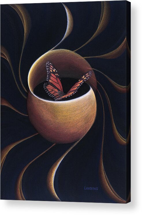 Butterfly Acrylic Print featuring the painting Butterfly Crossing Through the Portal by Robin Aisha Landsong