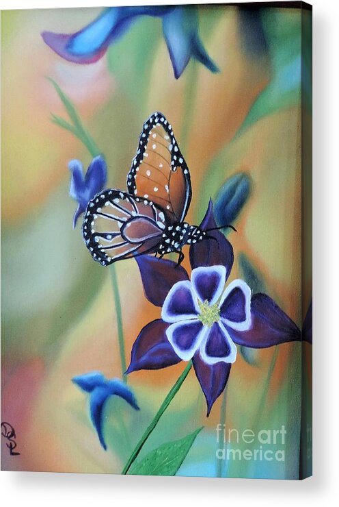 Natures Beauty Acrylic Print featuring the painting Butterfly series#4 by Dianna Lewis