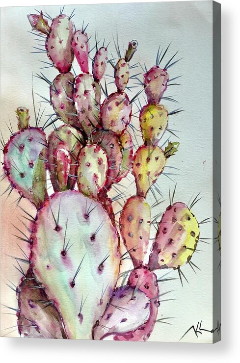 Plant Acrylic Print featuring the painting Cactus by Katerina Kovatcheva