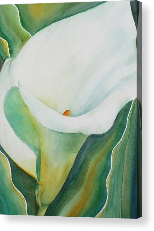 Flower Acrylic Print featuring the painting Calla Lily by Ruth Kamenev