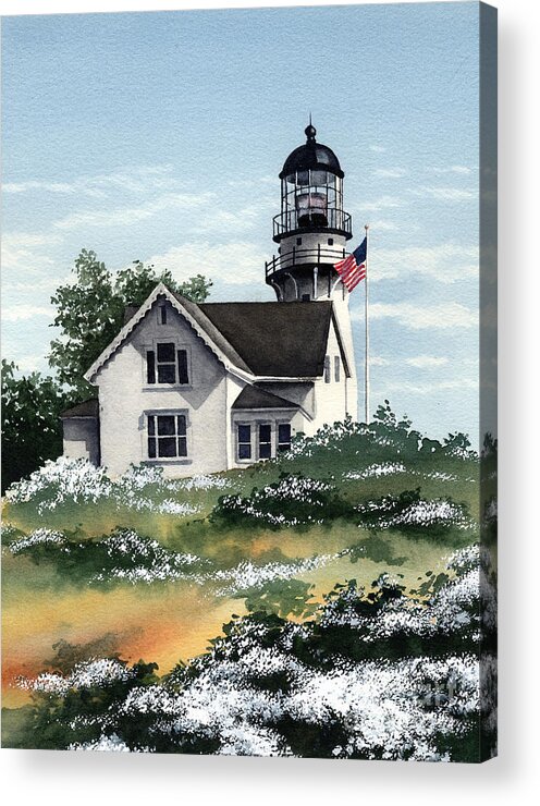 Cape Elizabeth Acrylic Print featuring the painting Cape Elizabeth Lighthouse by David Rogers
