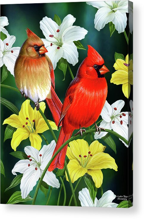 Cardinal Acrylic Print featuring the painting Cardinal Day 2 by JQ Licensing
