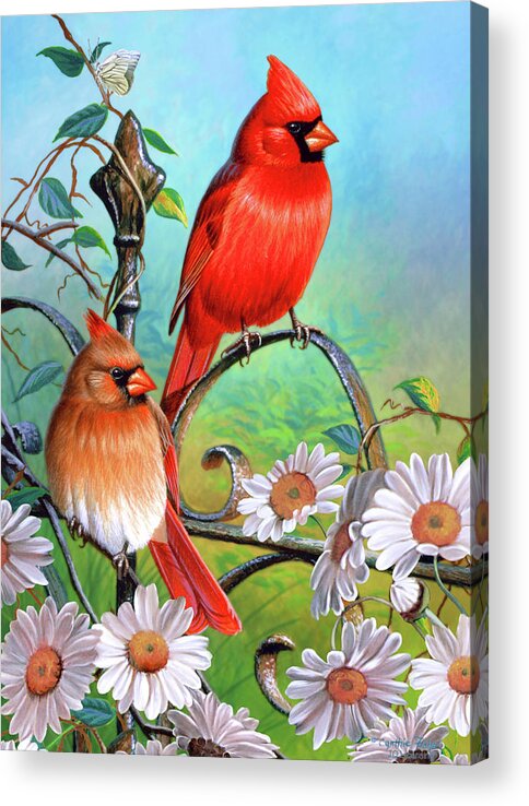 Cardinal Acrylic Print featuring the painting Cardinal Day 3 by JQ Licensing