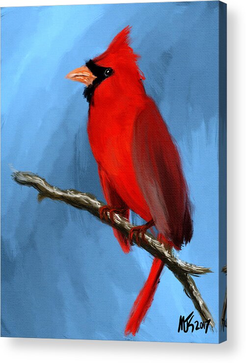 Birds Acrylic Print featuring the digital art Cardinal by Michael Kallstrom