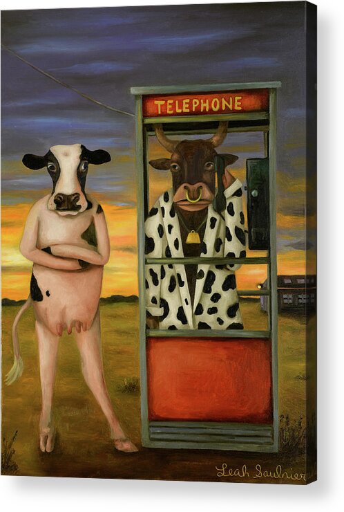 Cattle Acrylic Print featuring the painting Cattle Call by Leah Saulnier The Painting Maniac