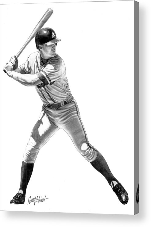 Chipper Jones Acrylic Print featuring the drawing Chipper Jones by Harry West