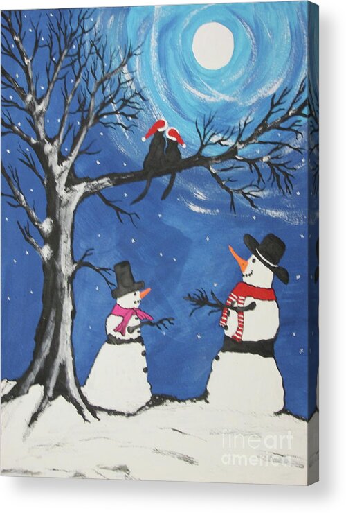 Greeting Cards Acrylic Print featuring the painting Christmas Cats In Love by Jeffrey Koss