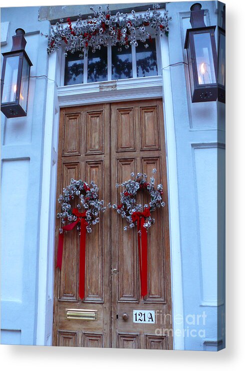 Christmas Door Acrylic Print featuring the photograph Christmas Door by Jeanne Woods