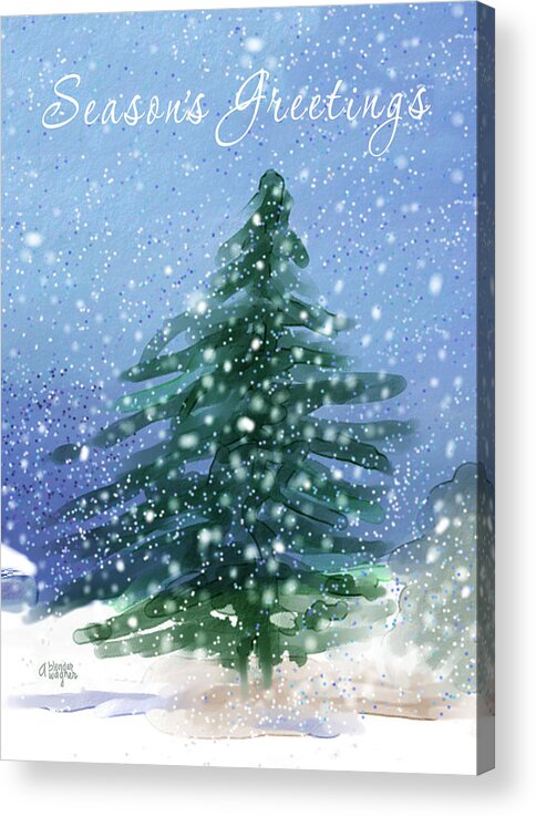 Christmas Acrylic Print featuring the digital art Christmas Tree In The Snow by Arline Wagner