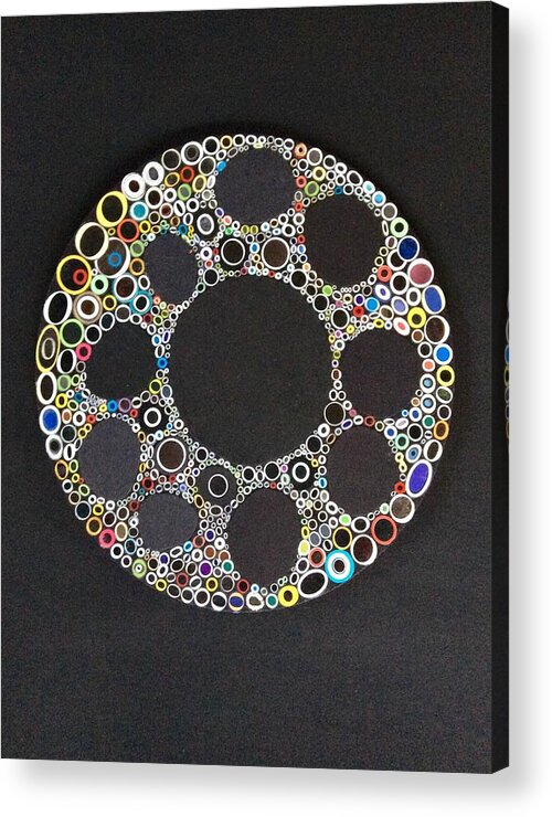 Circle Acrylic Print featuring the mixed media Circular Convergence of Mutated Molecules by Douglas Fromm