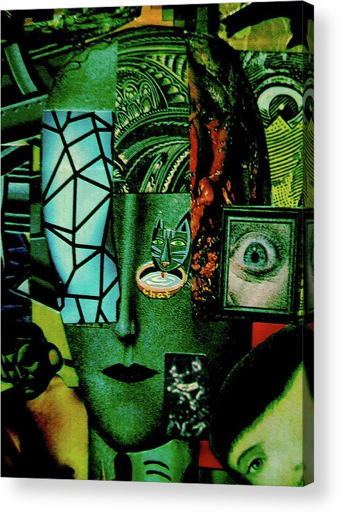 Collage Acrylic Print featuring the painting Collage Head by Steve Fields