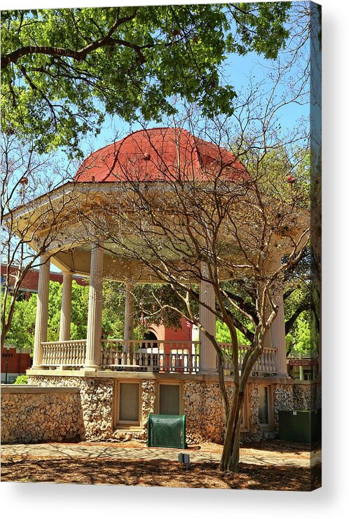 Comal County Acrylic Print featuring the photograph Comal County Gazebo in Main Plaza by Judy Vincent