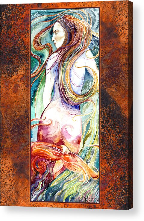 Mermaid Acrylic Print featuring the painting Coral Mermaid by Ragen Mendenhall
