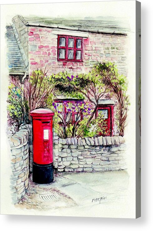 Country Acrylic Print featuring the painting Country Village Post Box by Morgan Fitzsimons