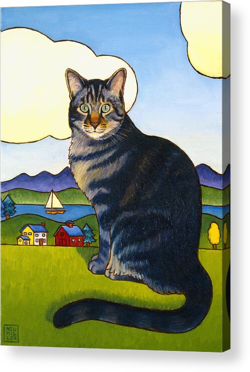 Cat Acrylic Print featuring the painting Coupeville Cat by Stacey Neumiller