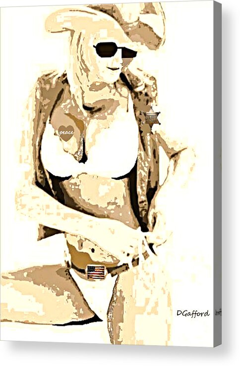 Cowgirl Acrylic Print featuring the painting Cowgirl Law by Dave Gafford
